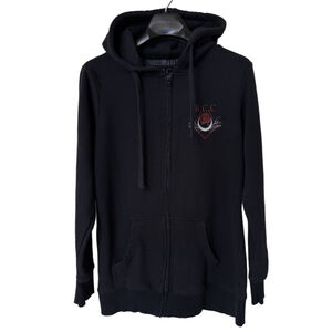 Blackcraft Cult Men’s Unisex Black Red Salem Bat Rose Zip-Up Hoodie Sz M